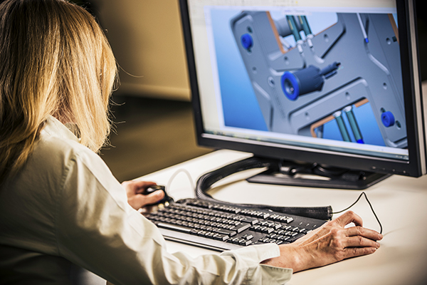 Mechanical engineer working with computer design